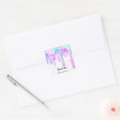 リップグロスメイクアップピンクユニコーンドリップスのホログラフホワイト スクエアシール (封筒)