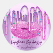 リップグロスメイクアップピンク紙吹雪ドリップ包装 ラウンドシール (正面)