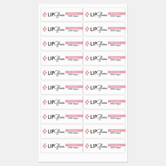 リップグロスモダンイチゴブランディング包装 ラベル (シート)
