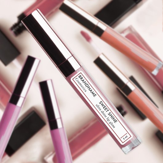 リップグロスレッドシックグリッター縁ど製品ブランド ラベル