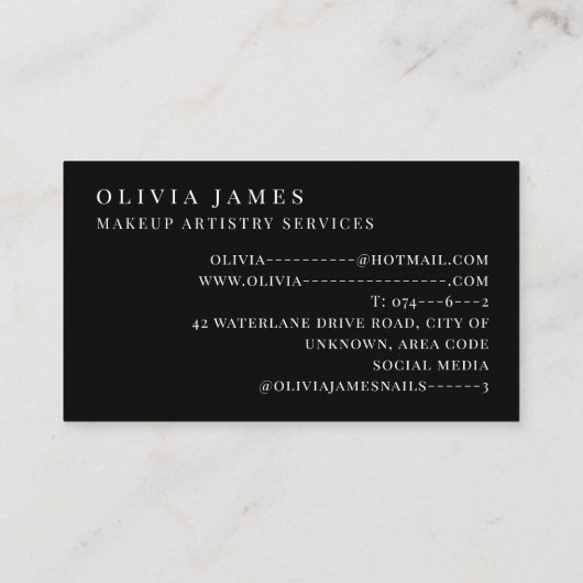 リップコスメティックメイクアップアーティスト美しいサロン 名刺 (裏面)