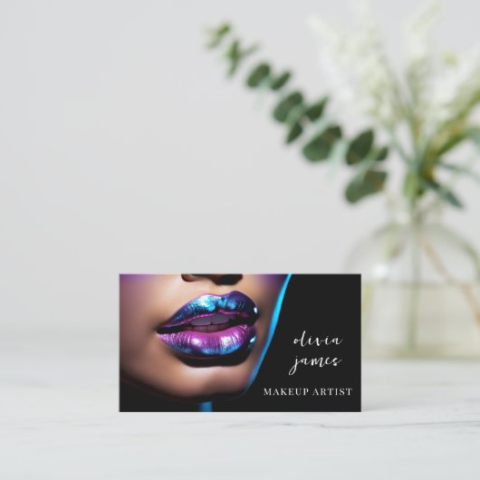 リップコスメティックメイクアップアーティスト美しいサロン 名刺 (スタンド正面)