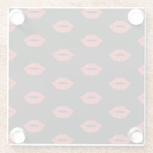 リップスグリッターキスフェミニンガーリー化粧 ガラスコースター (裏面)