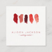 リップスティックの色見本ルビーレッドメイクアップアーティスト スクエア名刺 (正面)