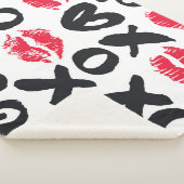 リップスティックキスハートシームレスな背景 シェルパブランケット (3/4)