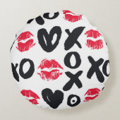 リップスティックキスハートシームレスな背景 ラウンドクッション (裏面)