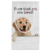 リップスティックキス付きゴールデンレトリバー スモールペーパーバッグ (正面)