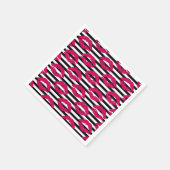 リップスティックキスB&Wパターストライプのン スタンダードカクテルナプキン (角)