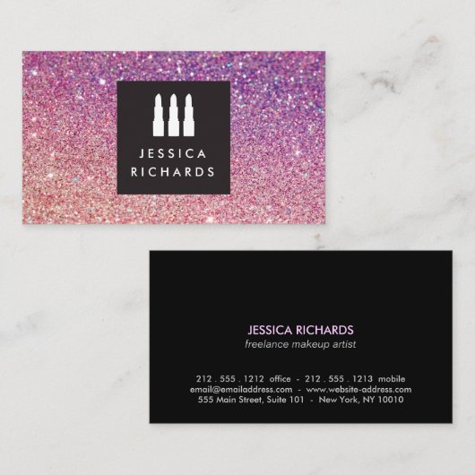 リップスティックトリオロゴメイクアップアーティストグリッターグラデーションI 名刺 (正面/裏面)