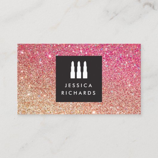 リップスティックトリオロゴメイクアップアーティストグリッターグラデーションII 名刺 (正面)