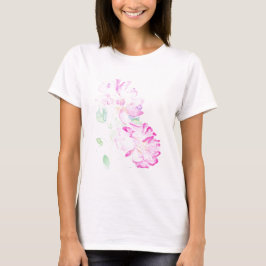 リップスティックピンク水彩バラ Tシャツ