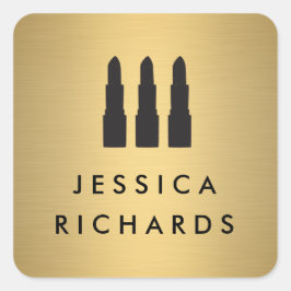 リップスティックフェイクトリオ金ゴールドメイクアップアーティストステッカー スクエアシール