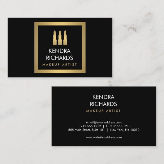 リップスティックモダントリオメイクアップアーティスト名刺2 名刺 (正面/裏面)