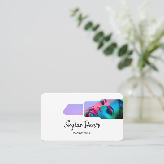 リップスティックモダンフォトフレームトレンディーメイクアップアーティスト 名刺 (スタンド正面)