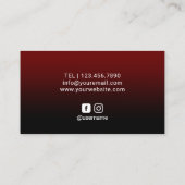 リップスティックモダンメイクアップアーティストブラック&レッドサロン 名刺 (裏面)