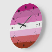 リップスティックレズビアンプライドフラッグ大時計 ラージ壁時計 (傾斜)