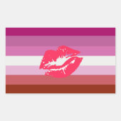 リップスティックレズビアンプライド国旗 長方形シール (正面)