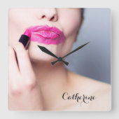 リップスティック名前をカスタムするの壁時計の誤適用 スクエア壁時計 (正面)
