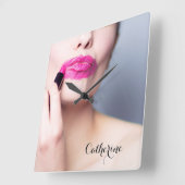 リップスティック名前をカスタムするの壁時計の誤適用 スクエア壁時計 (傾斜)