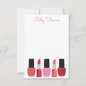 リップスティック&爪、 ネイルポーランパーソナライズされたトノートカード サンキューカード (正面)