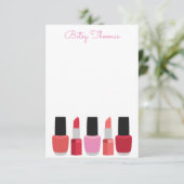 リップスティック&爪、 ネイルポーランパーソナライズされたトノートカード サンキューカード (スタンド正面)