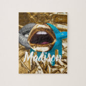 リップスメイクアップ美しいガールズギフカスタムトパーソナライズされた ジグソーパズル (縦)