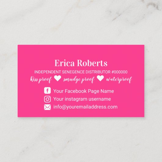 リップセンスディストリビューターピンクのリップメイクアップアーティスト 名刺 (裏面)