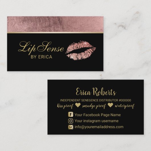 リップセンスメイクアップアーティストバラ金ゴールドリップソーシャルメディア 名刺 (正面/裏面)