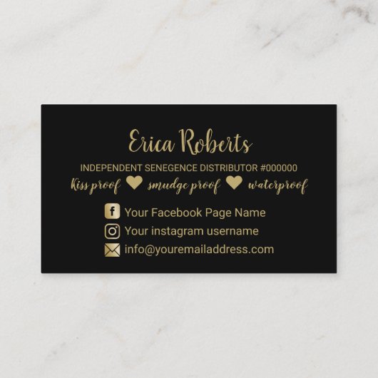 リップセンスメイクアップアーティストバラ金ゴールドリップソーシャルメディア 名刺 (裏面)