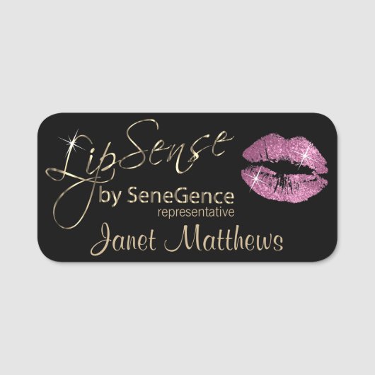 リップセンス – ピンクの唇 名札 (正面)