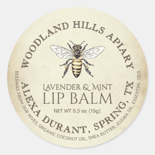 リップバームクイーンビーオンアンティークドパーチメント ラウンドシール (正面)