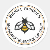 リップバーム容器ラベル黄色ビービー蜜蝋 ラウンドシール (正面)