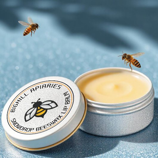 リップバーム容器ラベル黄色ビービー蜜蝋 ラウンドシール