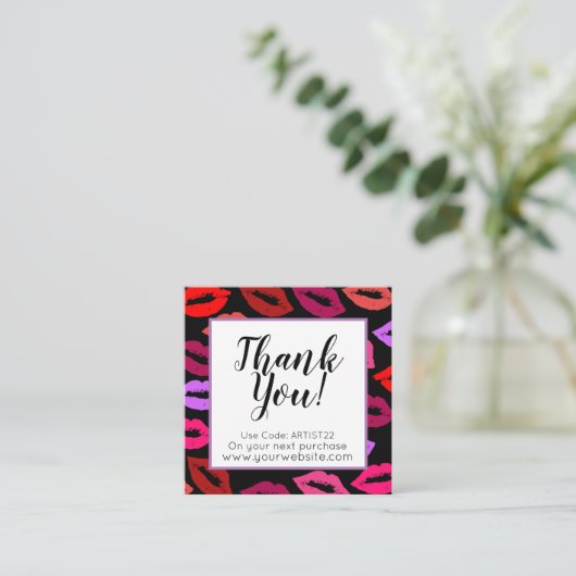 リップパターンありがとう スクエア名刺 (スタンド正面)