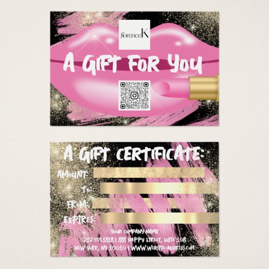 リップピンクメイクアップアーティストスタジオロゴQR 100ピース (正面&裏面)