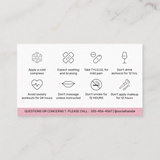 リップフィラーボトックスアフターケア手順編集可能 名刺 (裏面)