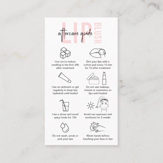 リップブラッキングアフターケア指示ピンク美しい 名刺 (正面)