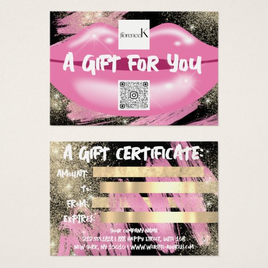 リップブラックメイクアップアーティストスタジオロゴQR 100ピース (正面&裏面)