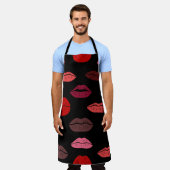 リッププリント、赤ピンクキス。 エプロン (着用した状態)