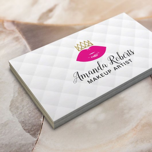 リップボスメイクアップアーティストピンクリップ&クラウンモダン 名刺