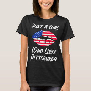 リップマウス愛アメリカ国旗ピッツバーグ Tシャツ