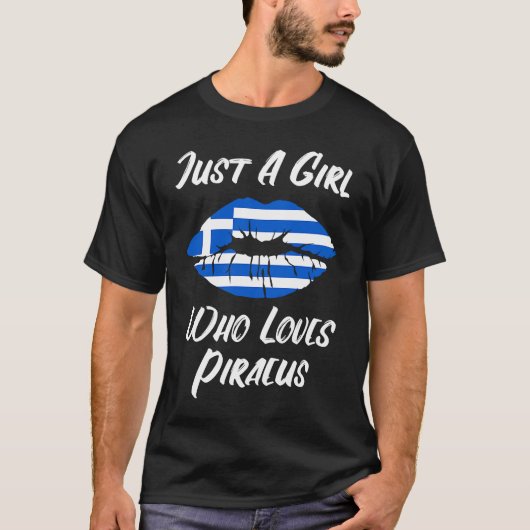 リップマウス愛ギリシャ国旗Piraeus Tシャツ (正面)
