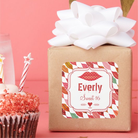 リップミセス・ヒップスターヴィンテージレトロ花嫁 スクエアシール (パーティー)