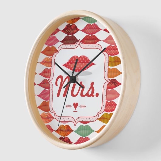 リップミセス・ヒップスターヴィンテージレトロ花嫁 壁時計 (傾斜)