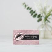 リップメイクアップアーティストトレンディーブラックバラ金ゴールドグリッター 名刺 (スタンド正面)