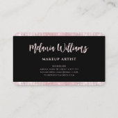 リップメイクアップアーティストトレンディーブラックバラ金ゴールドグリッター 名刺 (裏面)