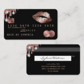 リップメイクアップ口紅クレジットカードスタイルバラ金ゴールド 名刺 (正面/裏面)