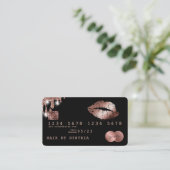 リップメイクアップ口紅クレジットカードスタイルバラ金ゴールド 名刺 (スタンド正面)