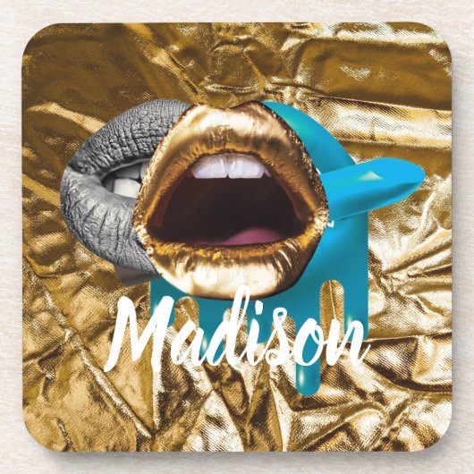 リップメイクアップ美しいガールズギフトカスタムパーソナライズされた コースター (正面)