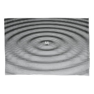 リップル効果波パターン白の黒モノグラム 枕カバー